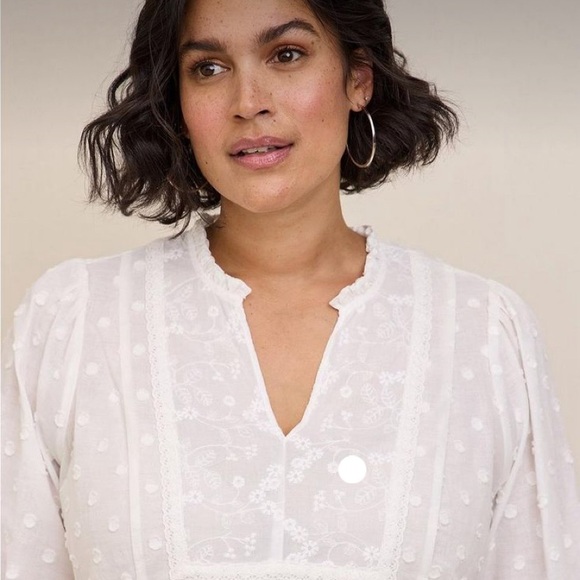 Torrid Clip Dot Mixed Eyelet Yoke Detail Top Sz 2 - Picture 2 of 10